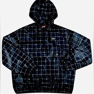 Supreme x Lacoste Reflective Grid Nylon Anorak Windbreaker SS18 Black SZ XL
